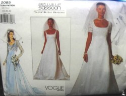 2085 VOGUE SASSOON LACY JACKET,  BRIDE FLOOR GOWN, TRAIN PATTERN 6-16  2 SIZES choice uncut